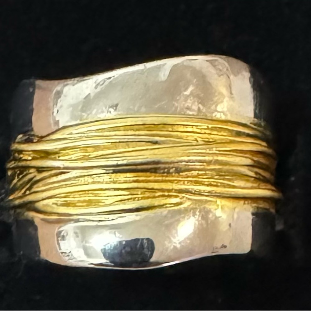 Matilda & Milo Silver Golden Threads Ring